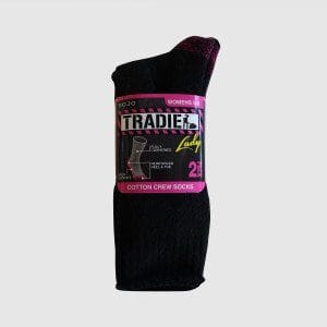 Tradie-Womens-Cotton-Blend-Crew-Sock-Black/Pink