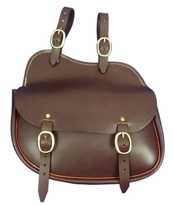 DE353 Leather Shaped Saddle Bag with brass fittings