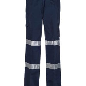 WPL075-NCC-LADIES REFLECTIVE MID WEIGHT CARGO COTTON DRILL TROUSER