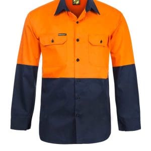 WS4247 NCC LIGHTWEIGHT HI VIS LONG SLEEVE VENTED COTTON DRILL SHIRT