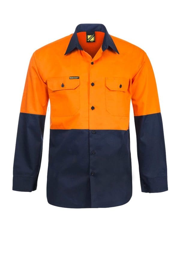 WS4247 NCC LIGHTWEIGHT HI VIS LONG SLEEVE VENTED COTTON DRILL SHIRT