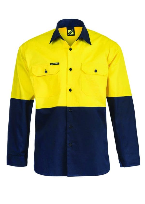 WS4247 NCC LIGHTWEIGHT HI VIS LONG SLEEVE VENTED COTTON DRILL SHIRT