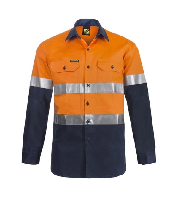 LIGHT WEIGHT HI VIS LONG SLEEVES VENTED COTTON DRILL REFLECTIVE SHIRT