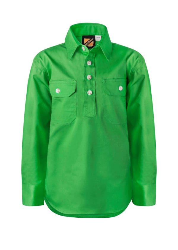 WSK131 NCC CHILD'S LIGHTWEIGHT HALF BUTTON COTTON DRILL SHIRT