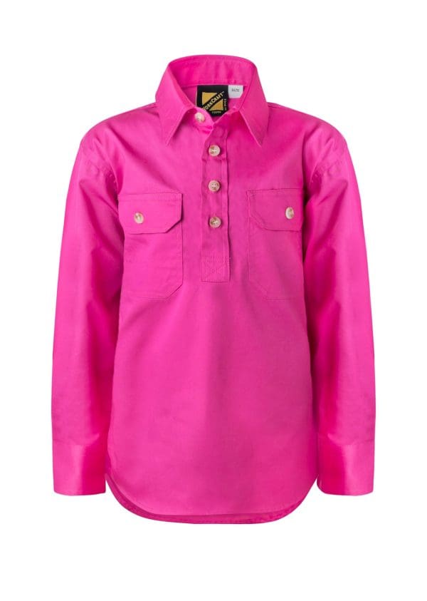 WSK131 NCC CHILD'S LIGHTWEIGHT HALF BUTTON COTTON DRILL SHIRT