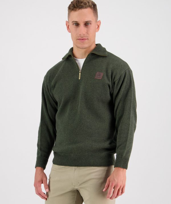 SSD2446D Swanndri Men's Mariner woool zip jumper in olive