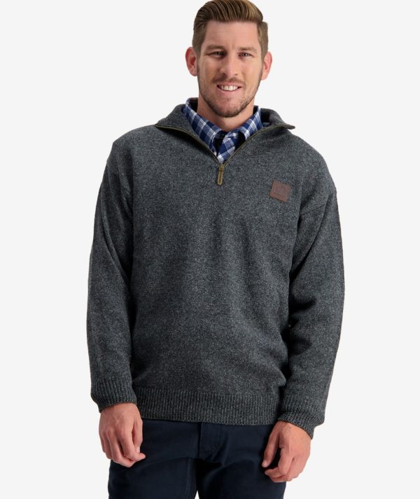 SSD2446D Swanndri Men's Mariner woool zip jumper in navy blue