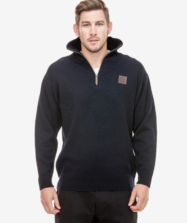 SSD2446D Swanndri Men's Mariner woool zip jumper in navy blue