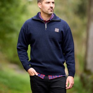 SSD2446D Swanndri Men's Mariner woool zip jumper in navy blue