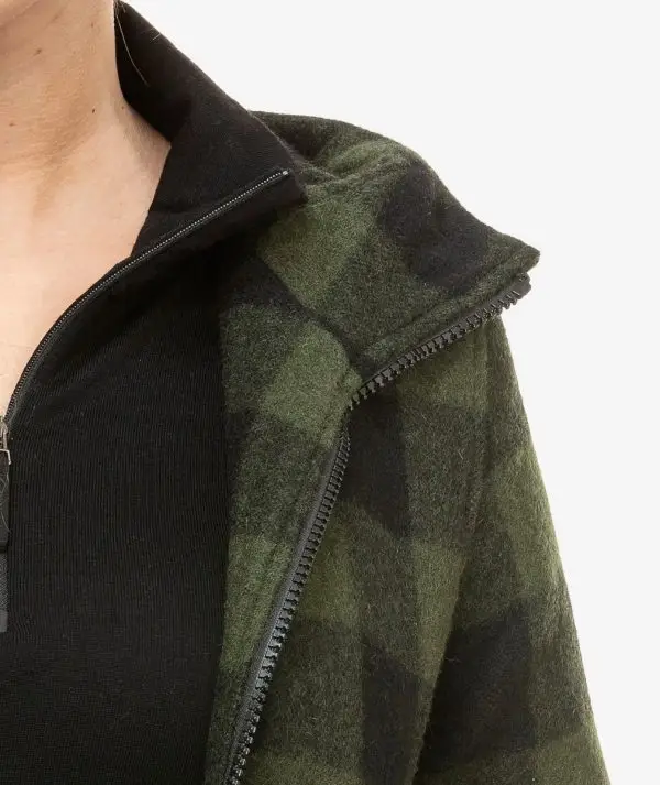 Swanndri Women's Seattle Wool Hoodie in Olive/Black Check. Item number: SW244796W. Order yours from Outback Clothing Co today for the perfect mid-weight jacket and winter warmer.