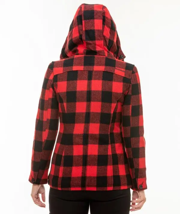 Swanndri Women's Seattle Wool Hoodie in Red/Black Check. Item number: SW244796W. Order yours from Outback Clothing Co today for the perfect mid-weight jacket and winter warmer.